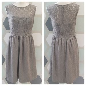 Tevolio Gray Lace Overlay Dress